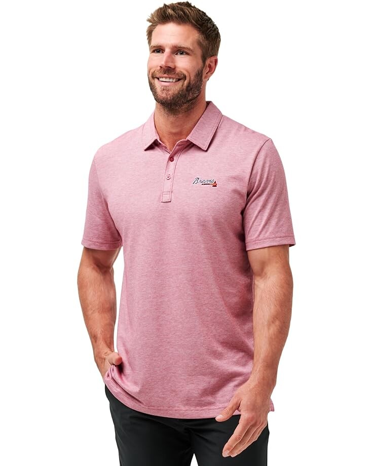 

Поло TravisMathew Atlanta Braves The Zinna Polo, цвет Heather Cardinal