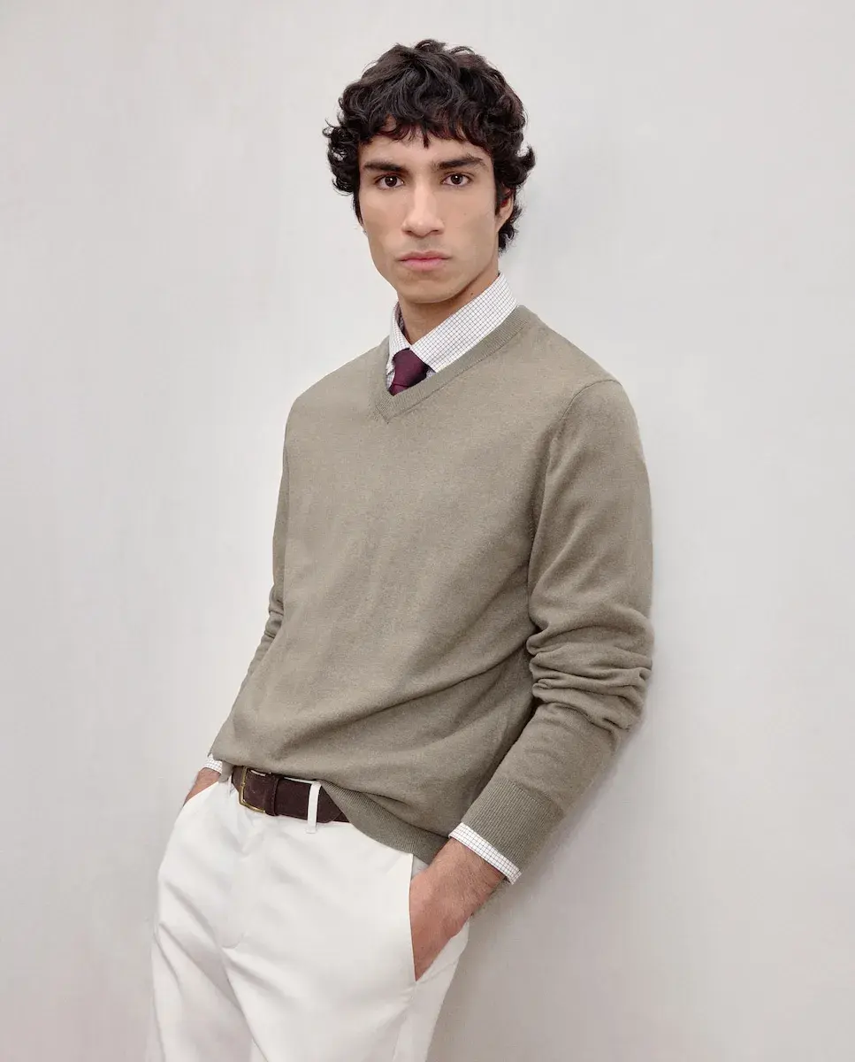 

Мужской свитер с V-образным вырезом Dustin, хаки