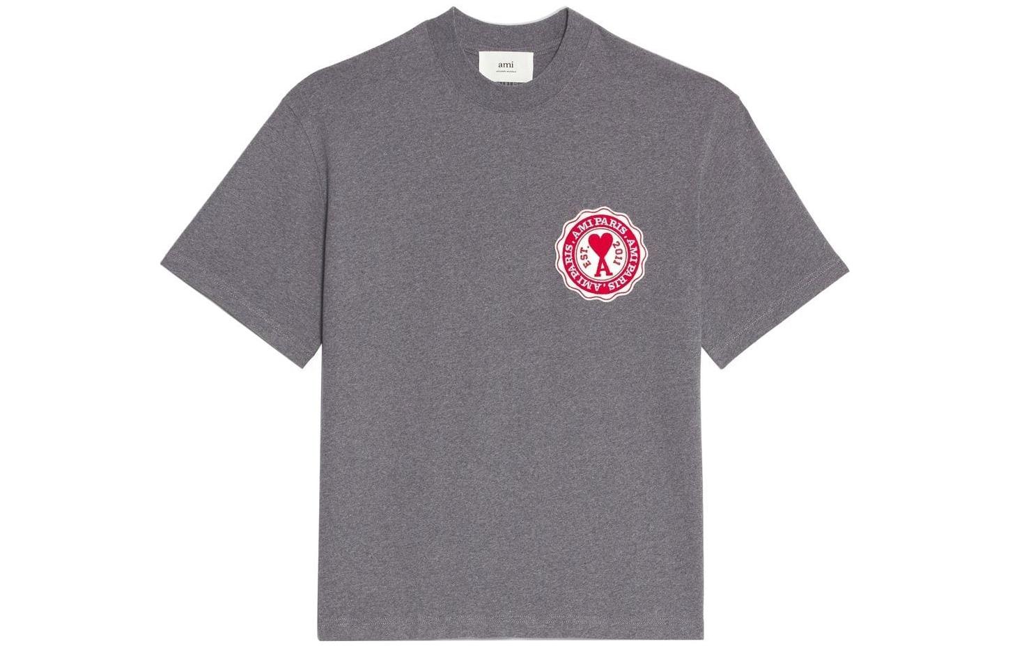 

Футболка Ami France с нашивкой AMIPARIS, серая
