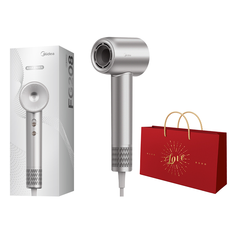 

Фен 1500W с отрицательными ионами FG208 Midea, Starlight Silver, Official Shopping Bag