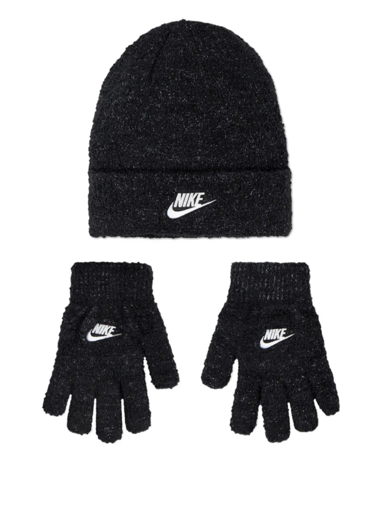 

Детская шапка и перчатки из текстурированной ткани Nike Kids, черный