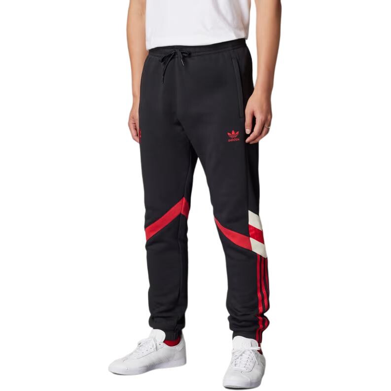 Трикотажные спортивные штаны мужские черные/красные Adidas Originals, черный/красный — фото 2