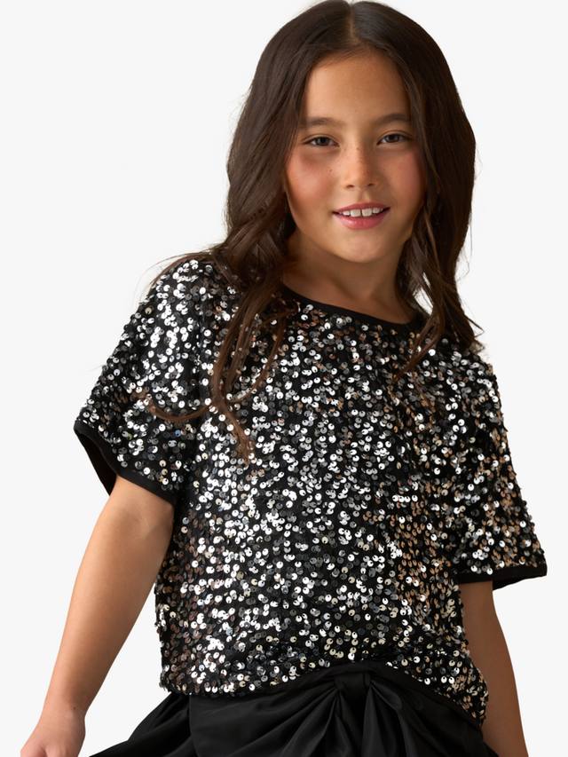 

Детский топ с короткими рукавами и пайетками Angel & Rocket, Silver