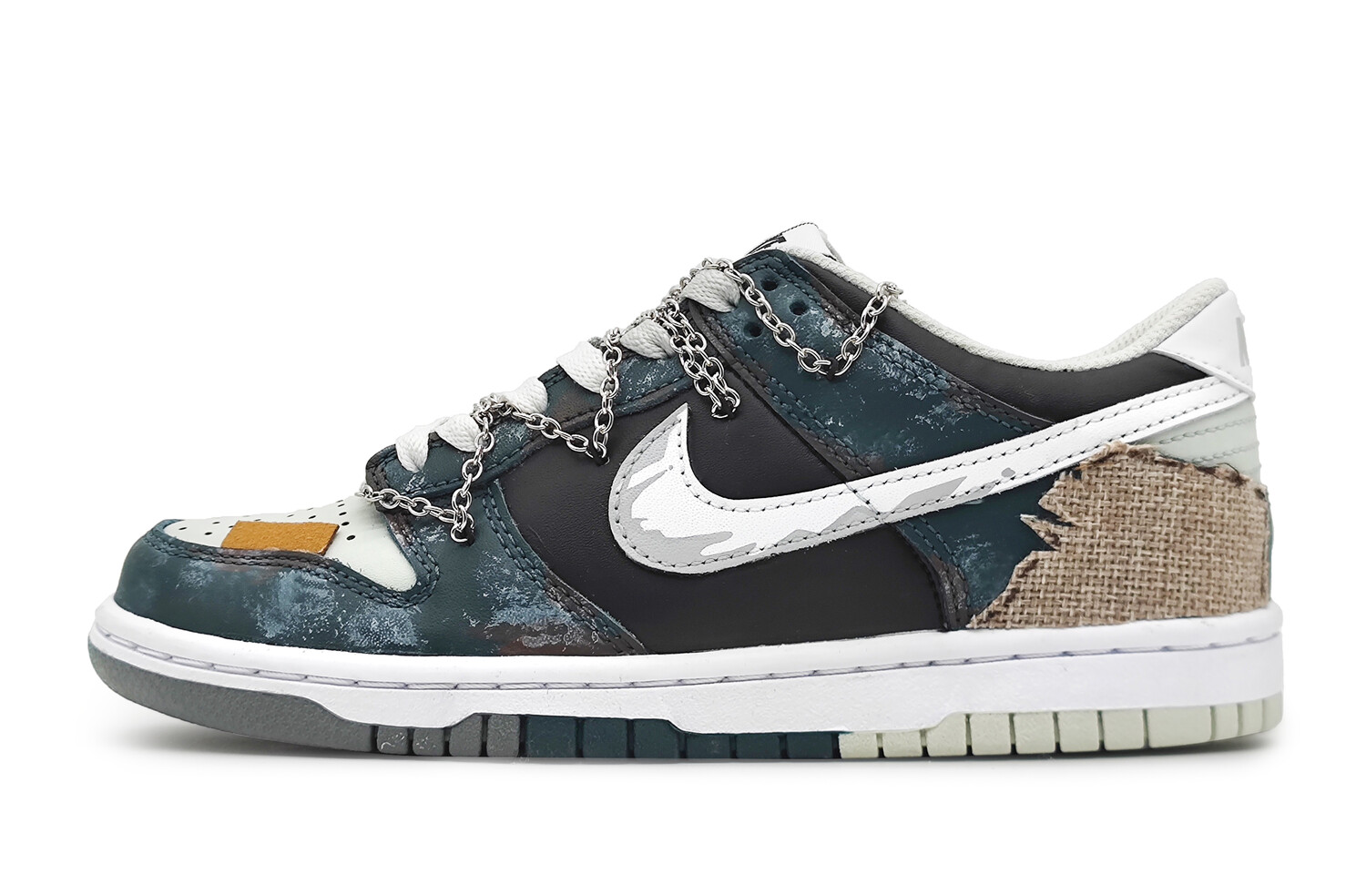 

Кроссовки Nike Dunk Skateboarding Shoes Women's Low-top White/gray/brown/blue, синий