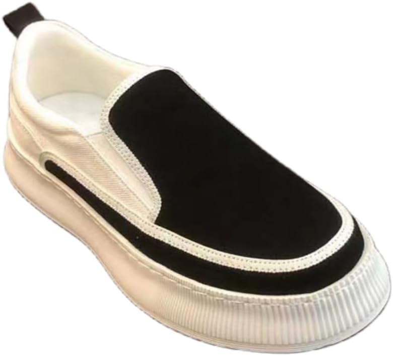 

Мужские кеды на толстой подошве из холста, с плоской подошвой, цельные без застежек, повседневный стиль Hoalox, черный