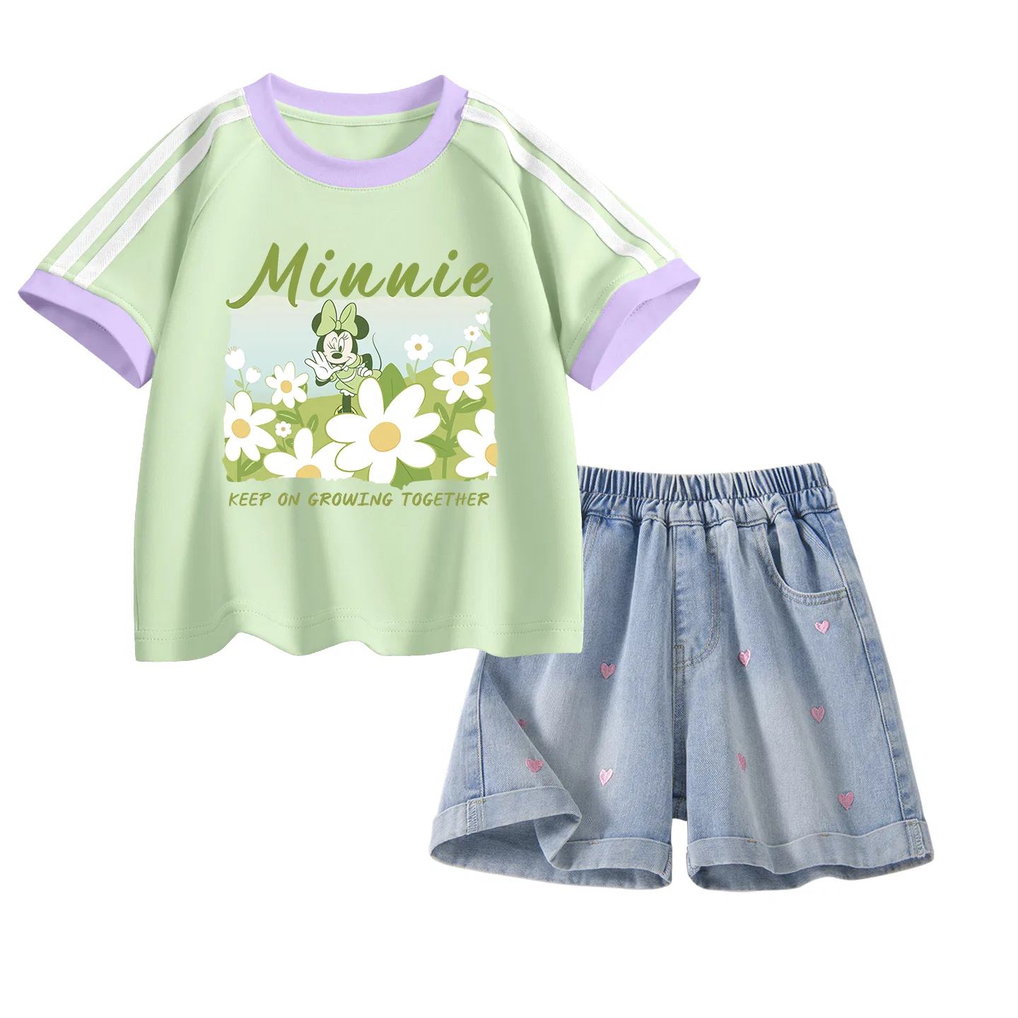 Детский спортивный костюм Disney Casual Sportswear 2 Piece Set, розовый и джинсово-синий — фото 3