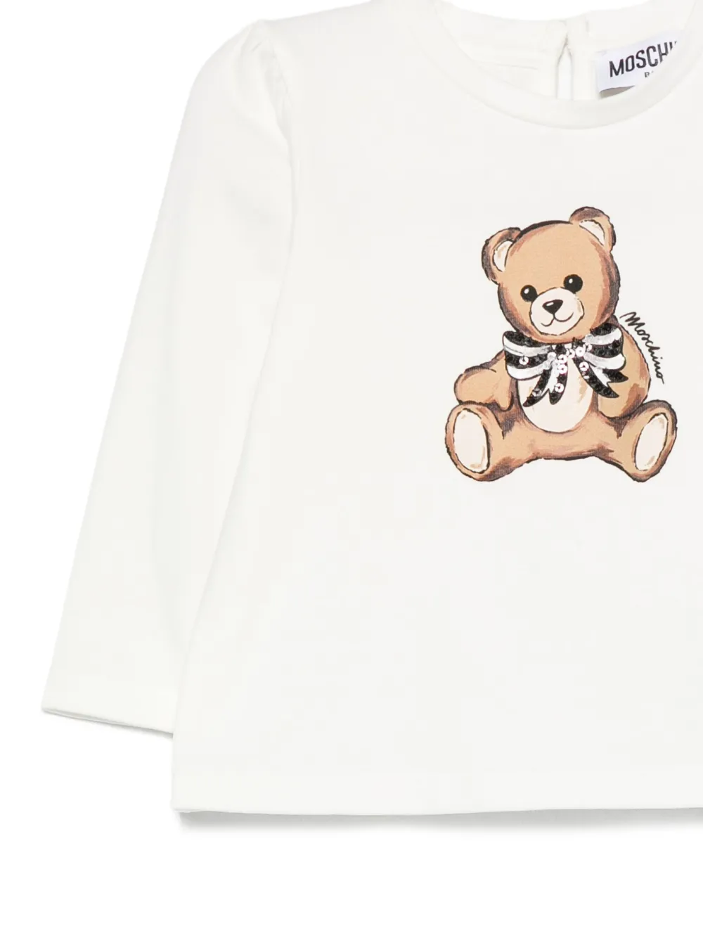 Топ с длинными рукавами и принтом плюшевого мишки Moschino Kids, белый — фото 3