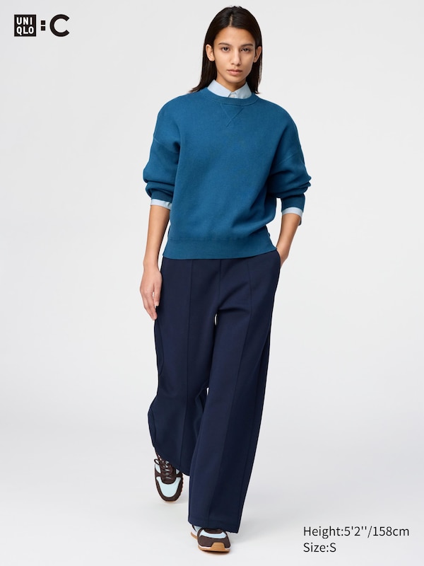 

Прямые брюки из футера (укороченные) Uniqlo, 69 navy