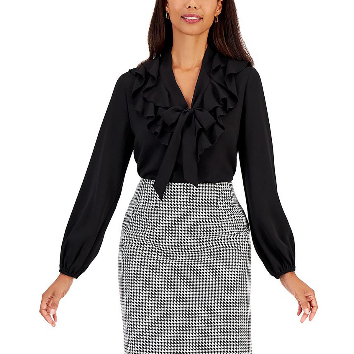 

Женская блузка Petites с длинным рукавом и завязкой на шее Kasper, черный