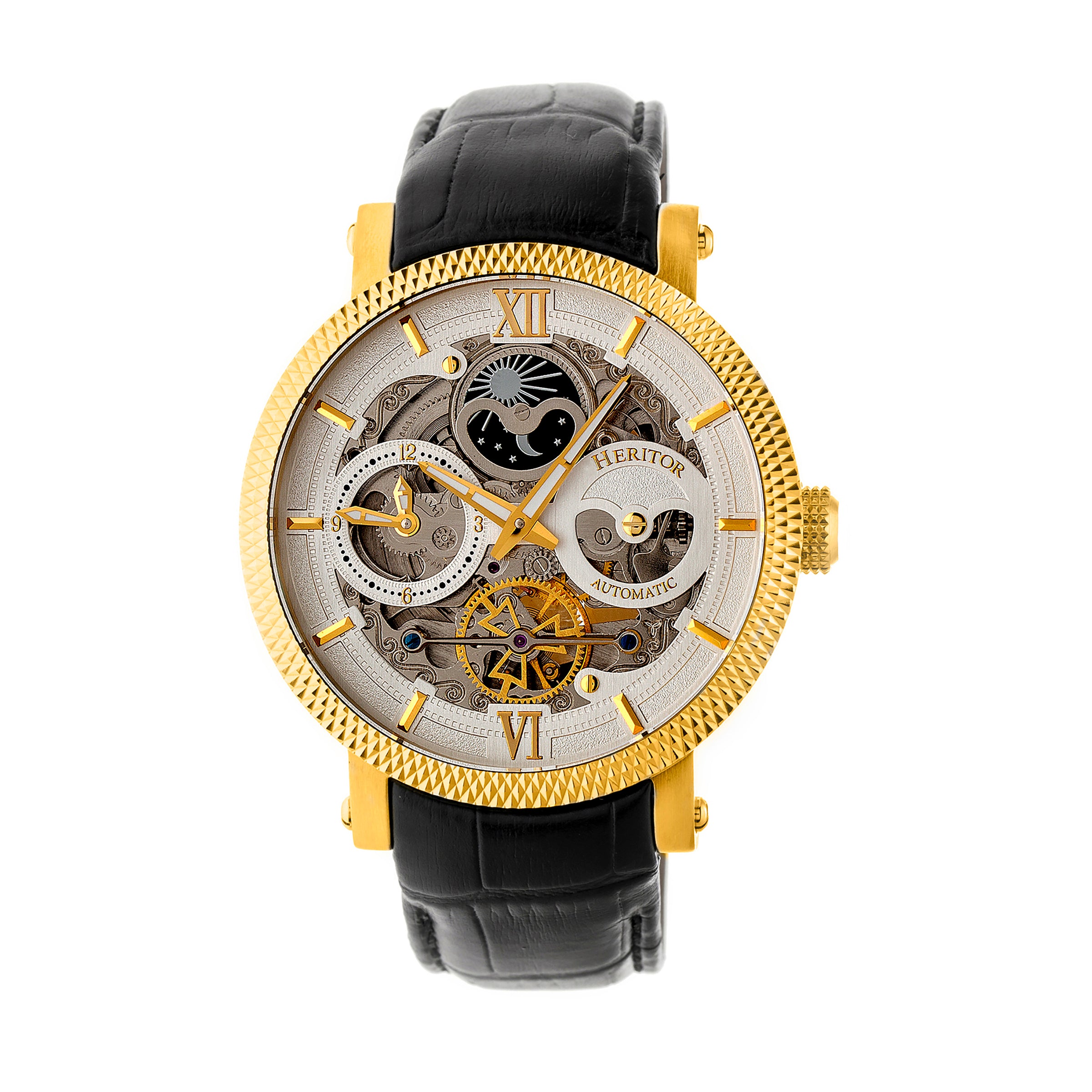 

Часы-скелетоны Aries с кожаным ремешком Heritor Automatic, золотой