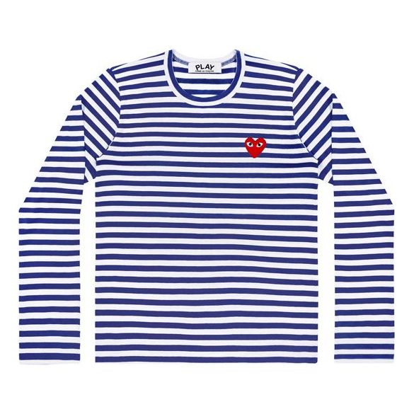 

Футболка striped big heart long-sleeve t-shirt 'blue/white' Comme Des Garcons Play, синий