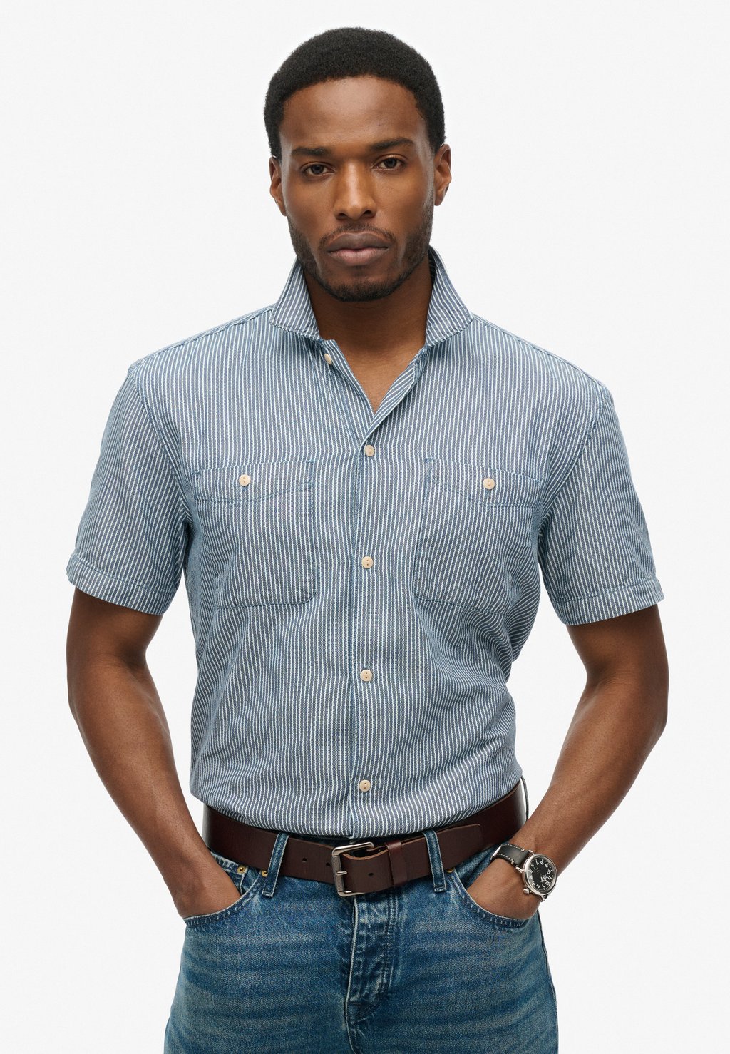 

Рубашка SHORT SLEEVE WORK Superdry, темно-синий