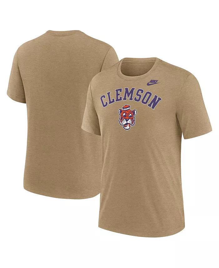 

Мужская футболка Heather Light Brown Clemson Tigers Legacy Arch Tri-Blend Nike