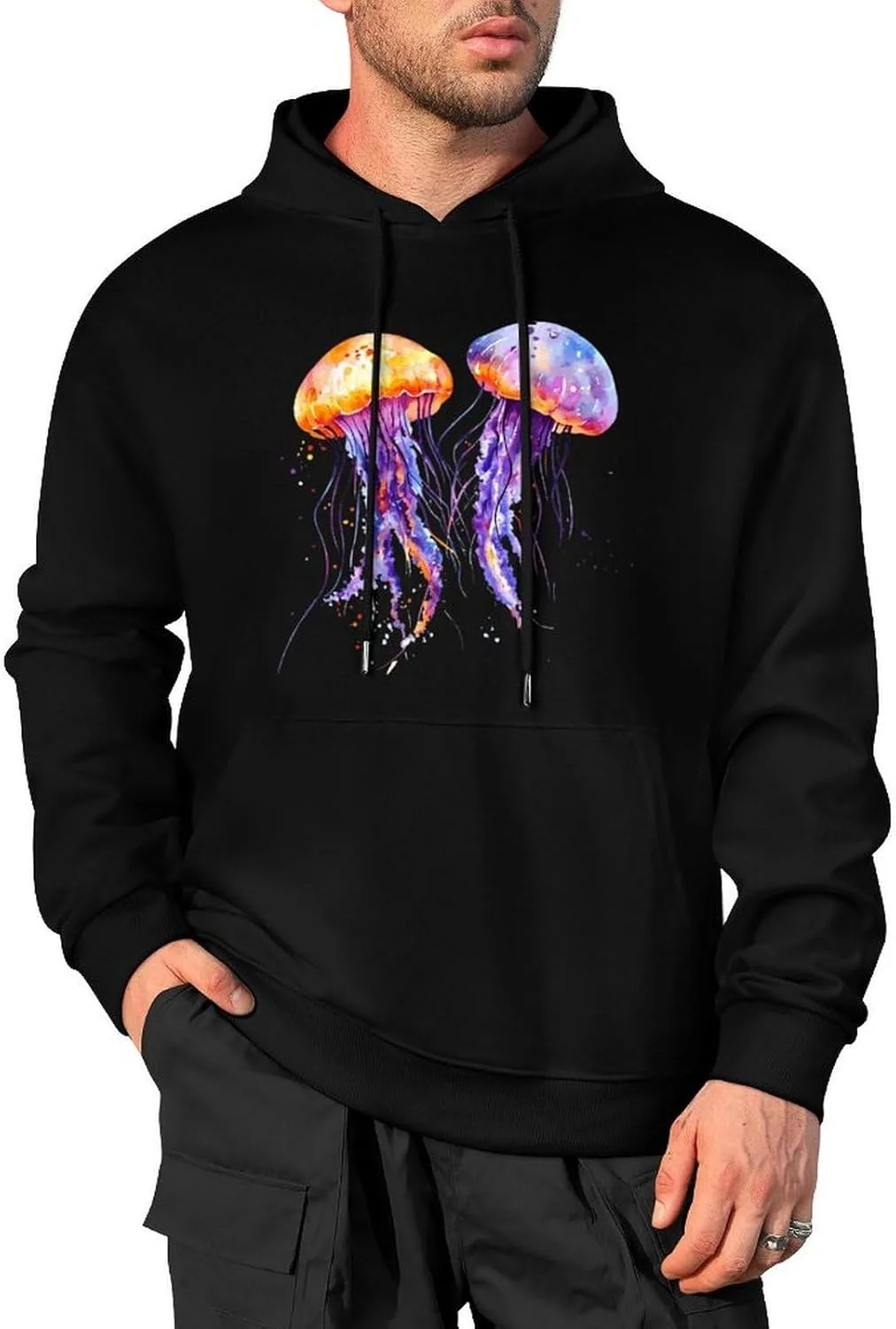 Толстовка Watercolor Jellyfish с карманом