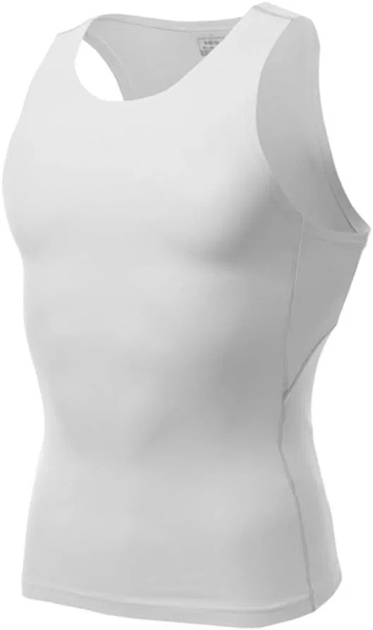 Мужская компрессионная майка без рукавов Lainin Cool Dry Fit, спортивная одежда, белый — фото 3