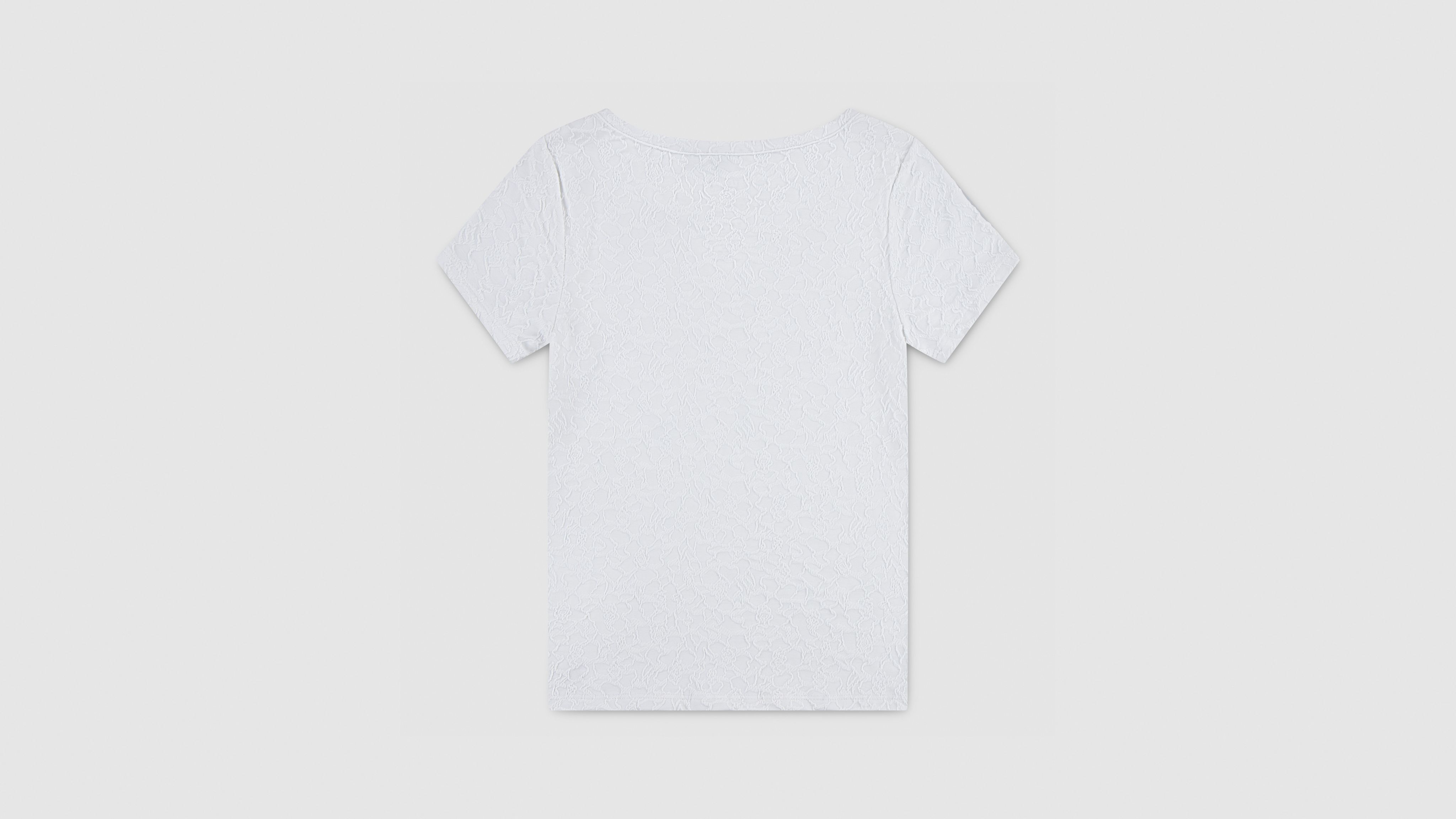 Жаккардовый трикотажный топ Ss для девочек больших размеров S-xl Levi's, Bright White - White — фото 2