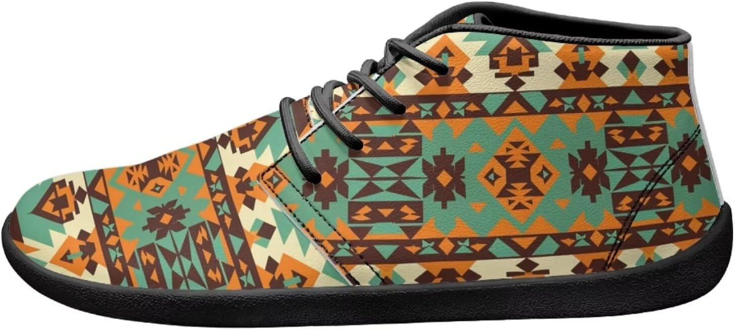 

Ботинки Forchrinse Shark с принтом, челси до щиколотки, средние повседневные кроссовки для мужчин, кожаные шнурованные чукка, модная обувь для прогулок, водонепроницаемые, Native American Navajo