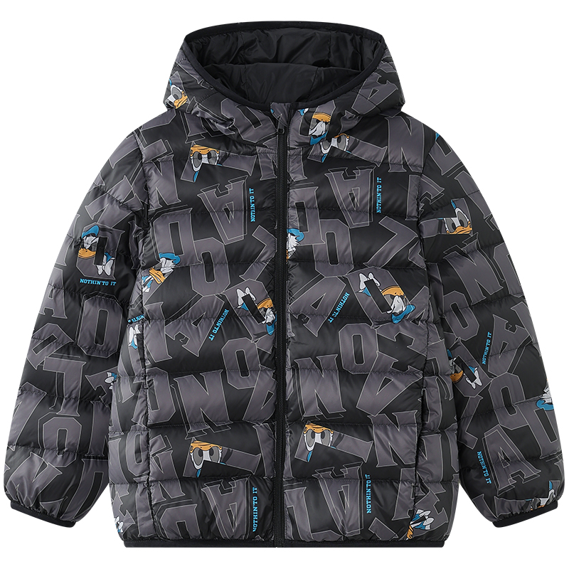 

Пуховик для детей 3-7 лет Disney, черный background lettering donald duck