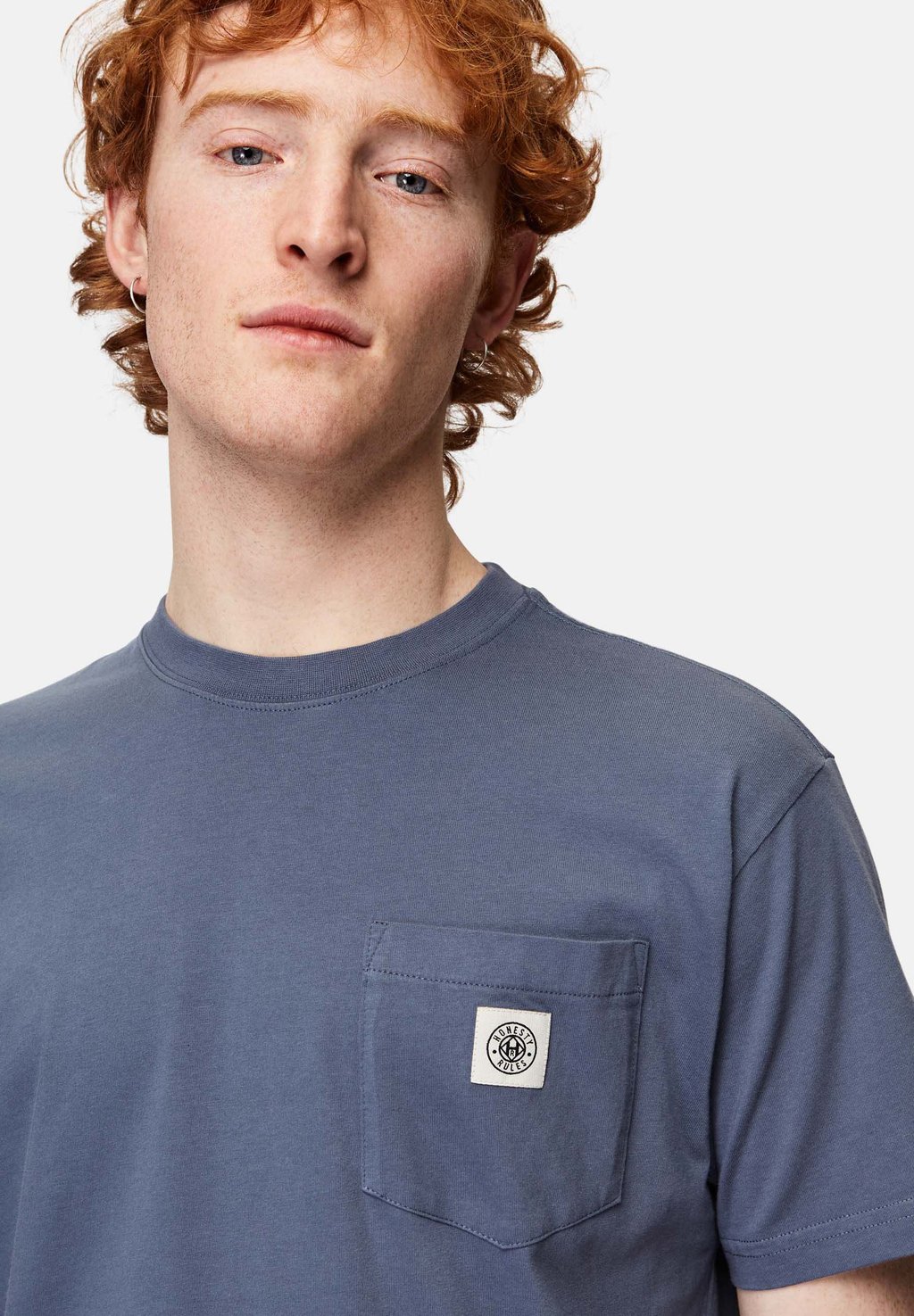 

Базовая футболка POCKET UNISEX Honesty Rules, сине-серый