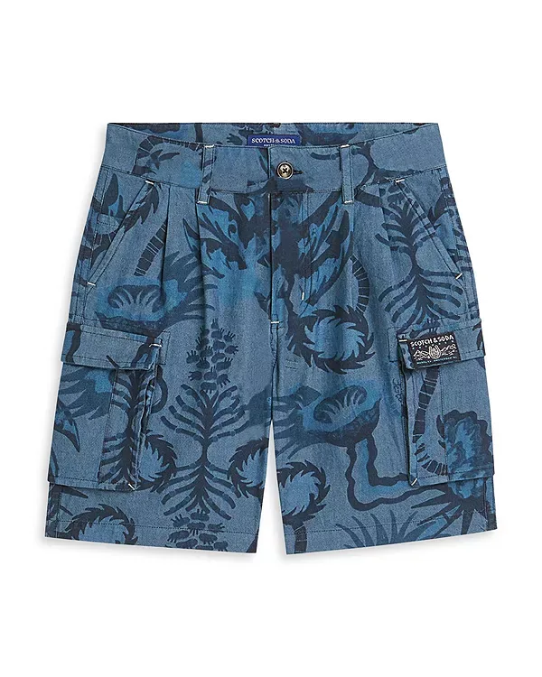 Шорты из шамбре с принтом по всей поверхности - для детей постарше Scotch & Soda, Navy