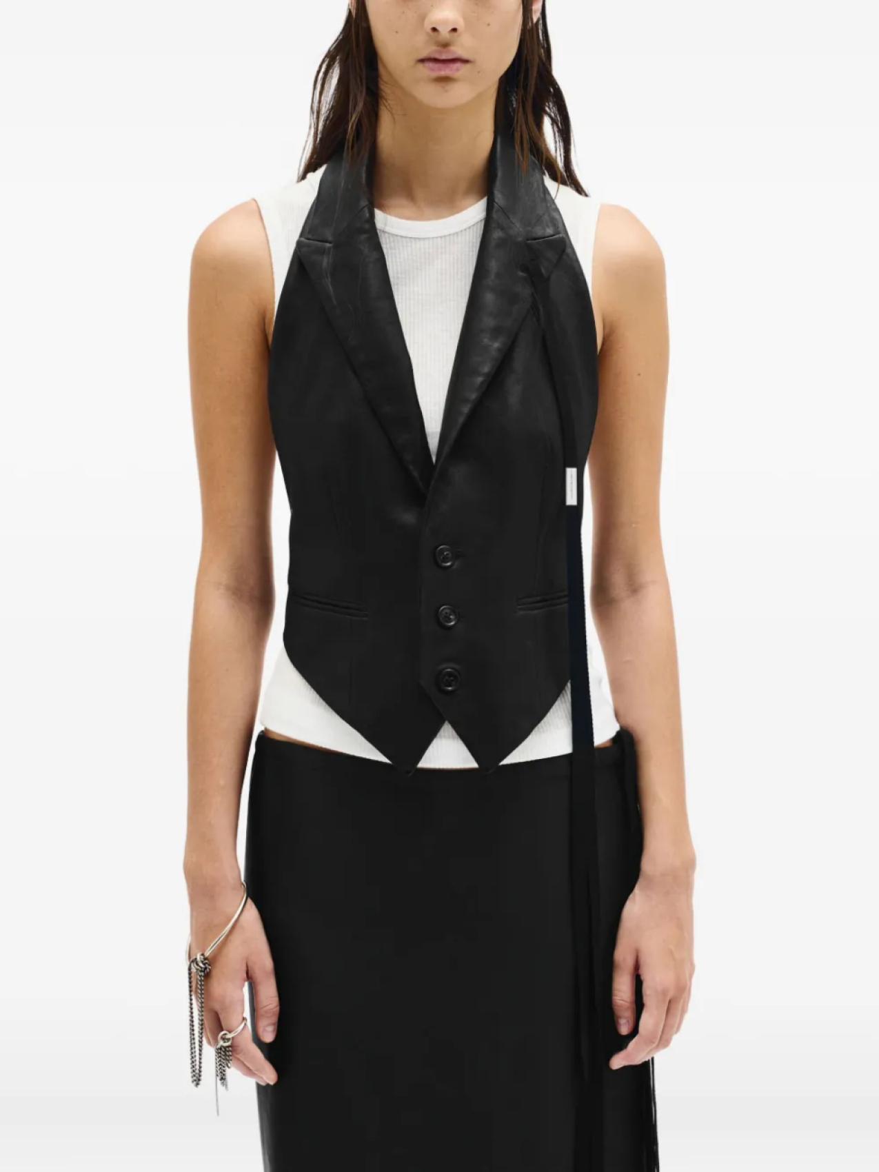 

Ann Demeulemeester кожаный жилет Zipora, черный