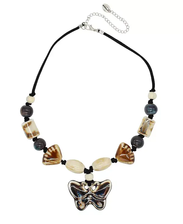 

Керамическое замшевое ожерелье с бабочкой Velvet Luna, brown