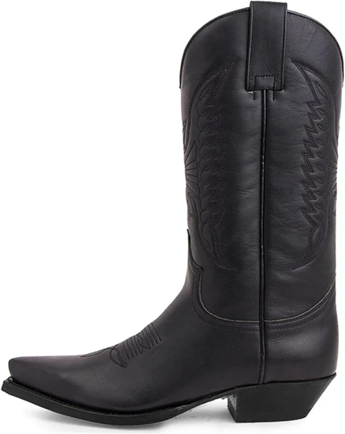 

Ковбойские сапоги для мужчин Винтажные ботинки Рыцаря Кожаные с вышивкой Средний каблук Мотоциклетные сапоги Повседневные западные ботинки Generic, черный