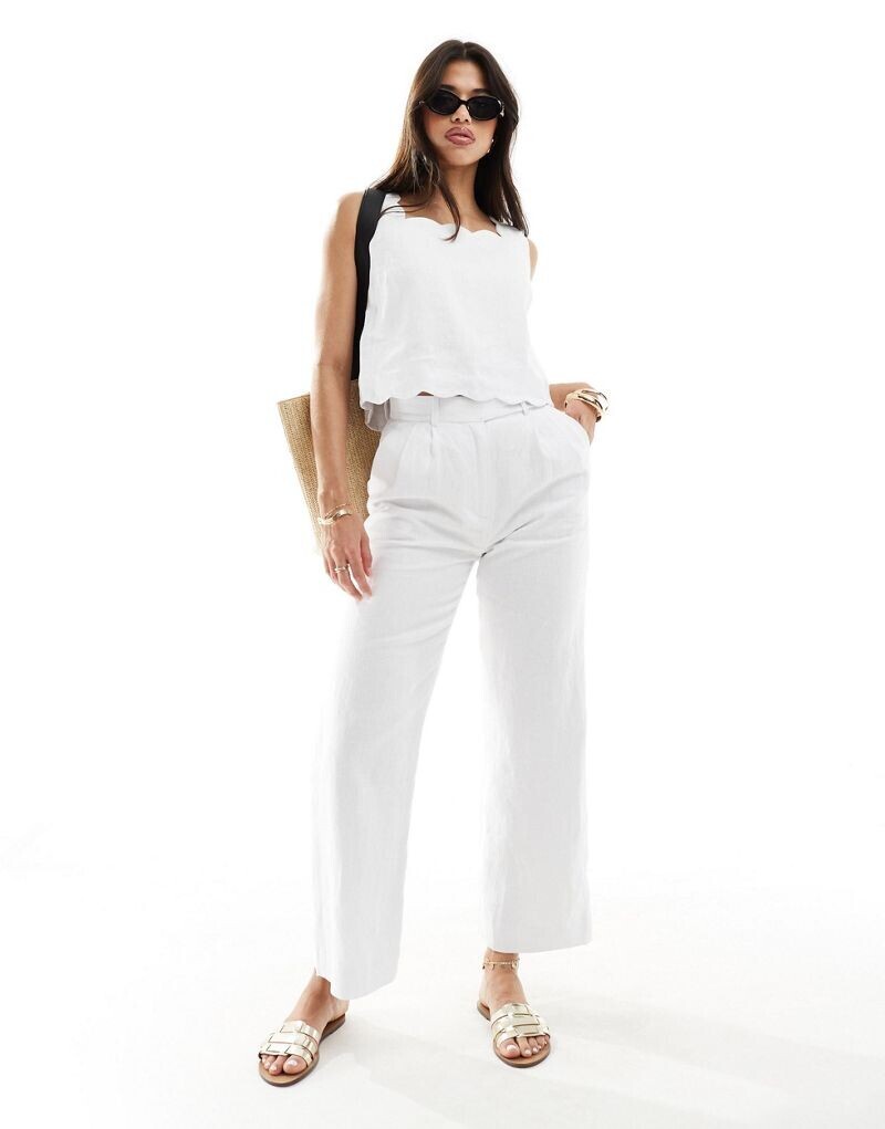 

Белые брюки Sloane из смесового льна Abercrombie & Fitch