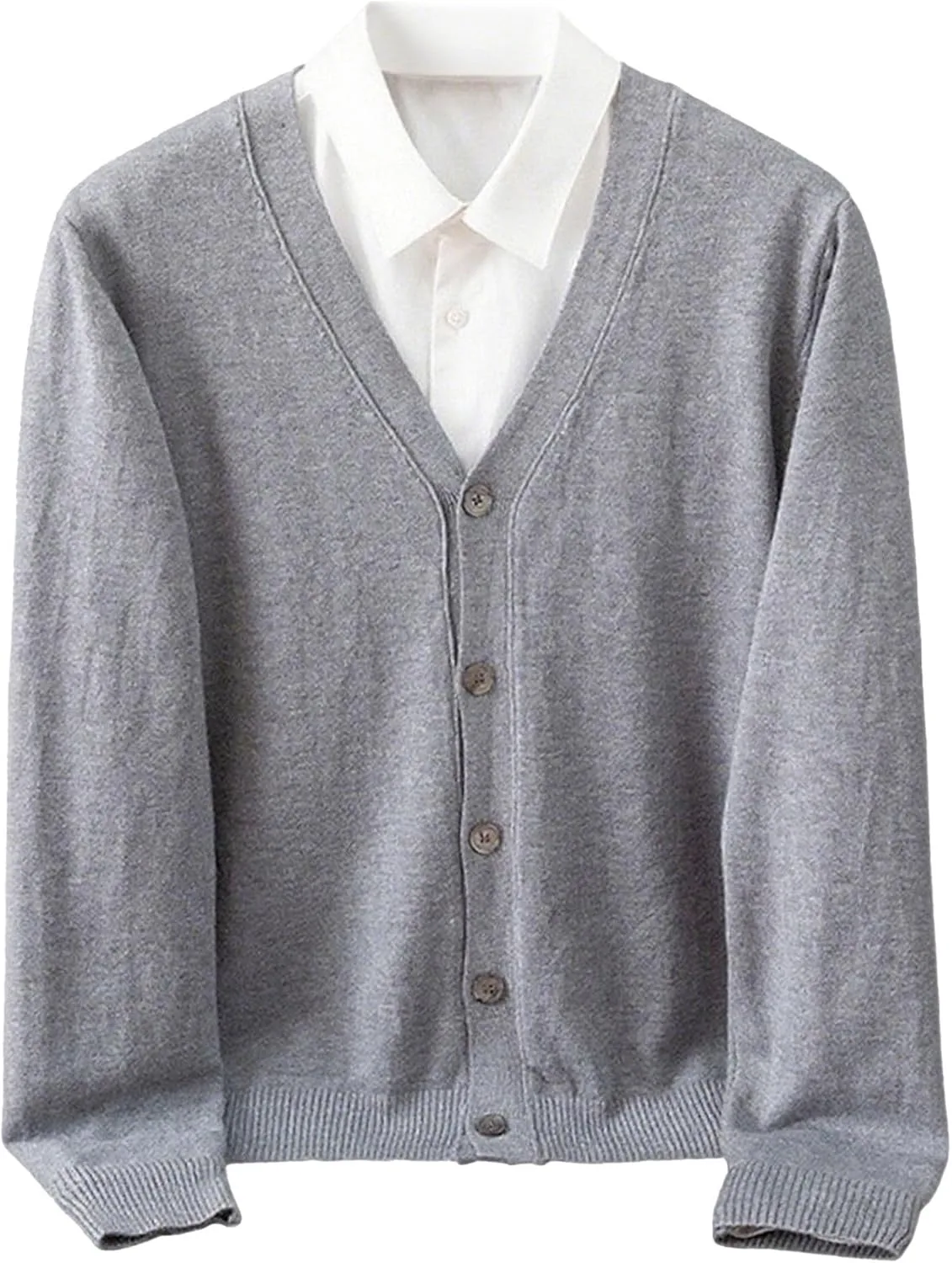 

Мужской кардиган с V-образным вырезом и ребристыми манжетами JEShifangjiusu