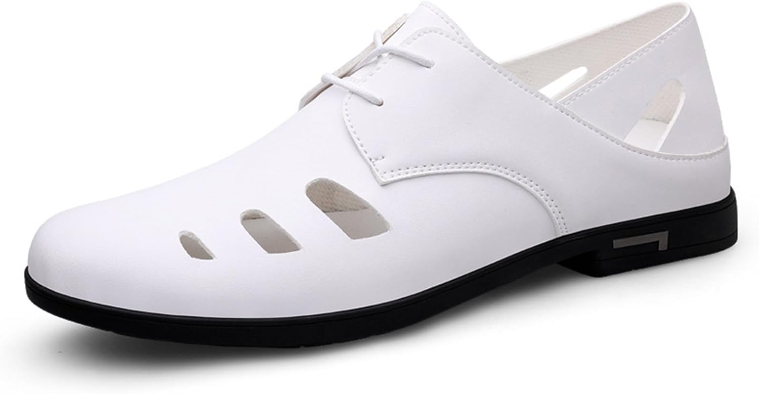 

Мужские летние сандалии Abborora с закрытым носком, деловые сандалии, мужские туфли-лоферы из натуральной кожи, мужские водительские туфли, белый