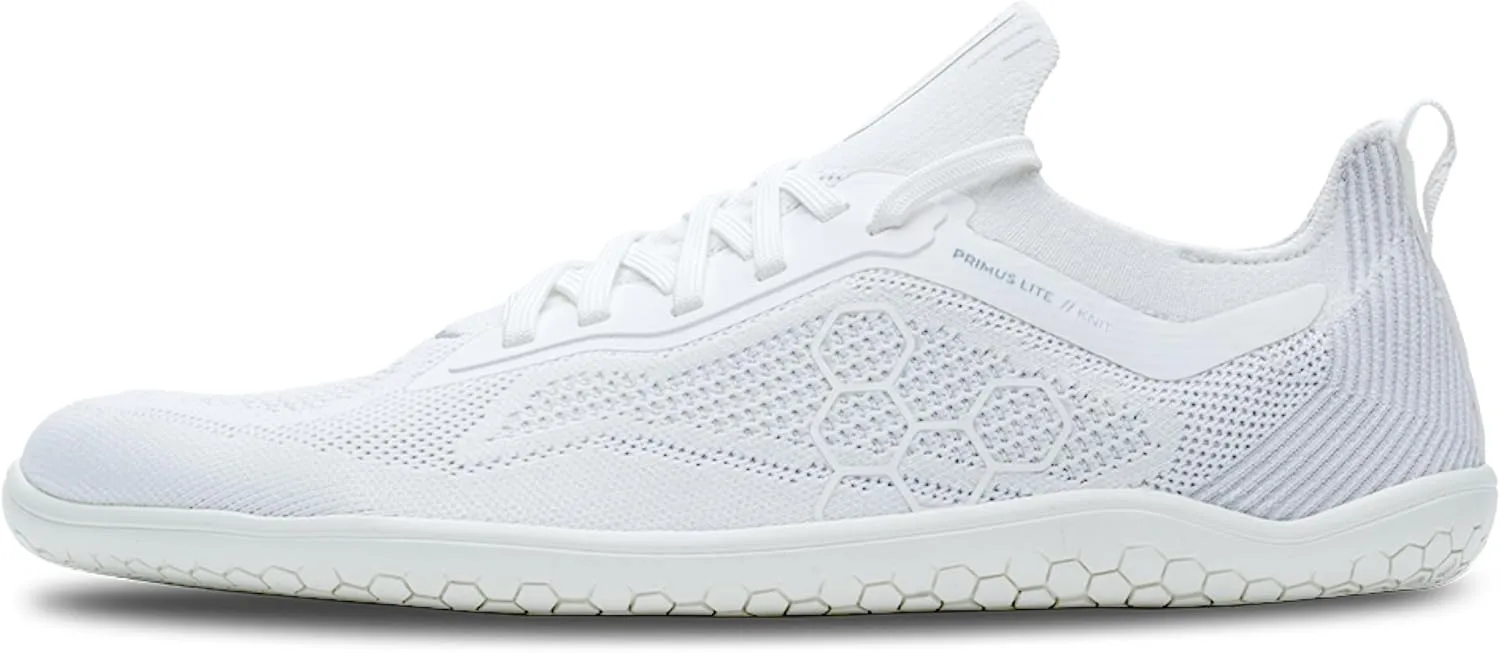 Кроссовки для ходьбы босиком VIVOBAREFOOT Primus Lite Knit для мужчин, сверхлегкая обувь, развивает силу, баланс и подвижность, широкая посадка, обеспечивают заземление, гибкие, успокаивающие, как морская вода, ярко-белый