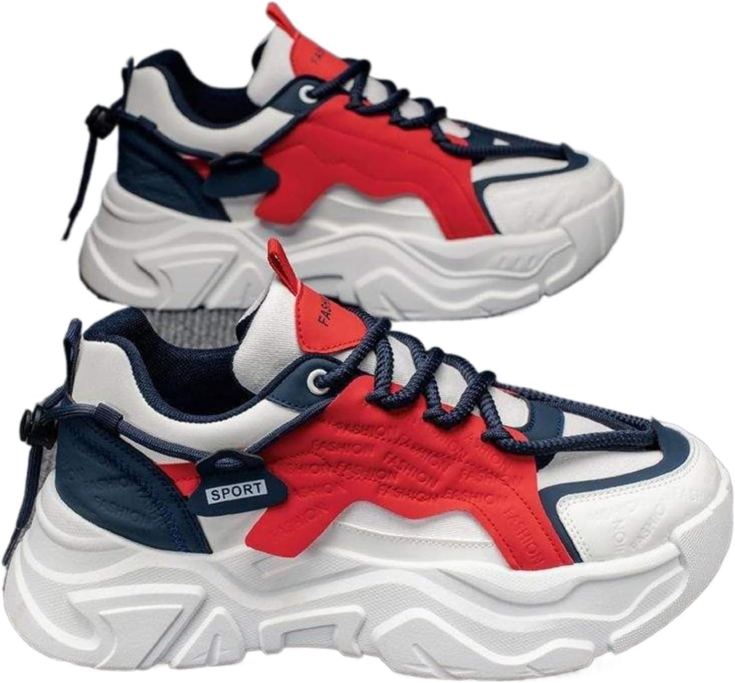 

Мужские кроссовки с заостренным носком, массивной подошвой и платформой, на шнуровке и без шнурков, повседневные обувь с эффектом увеличения роста, минималистичный стиль для ежедневной носки Azttoztto, красный