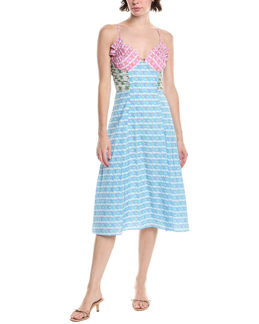 

Бесконечная роза сатиновое платье миди Endless rose, синий