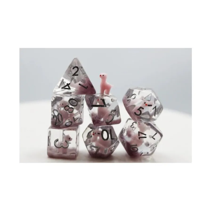 

Комплект Poly — розовая альпака с серебром (7), Dice Sets - Resin/Acrylic - Blue, Green, & Purple (Foam Brain Games)