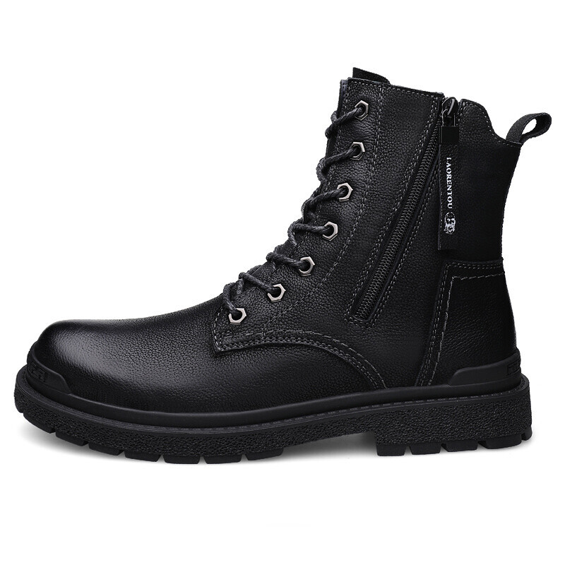 

Туфли мужские Men"s Casual Men Mid-Top Laorentou, цвет Black Fleece-lined