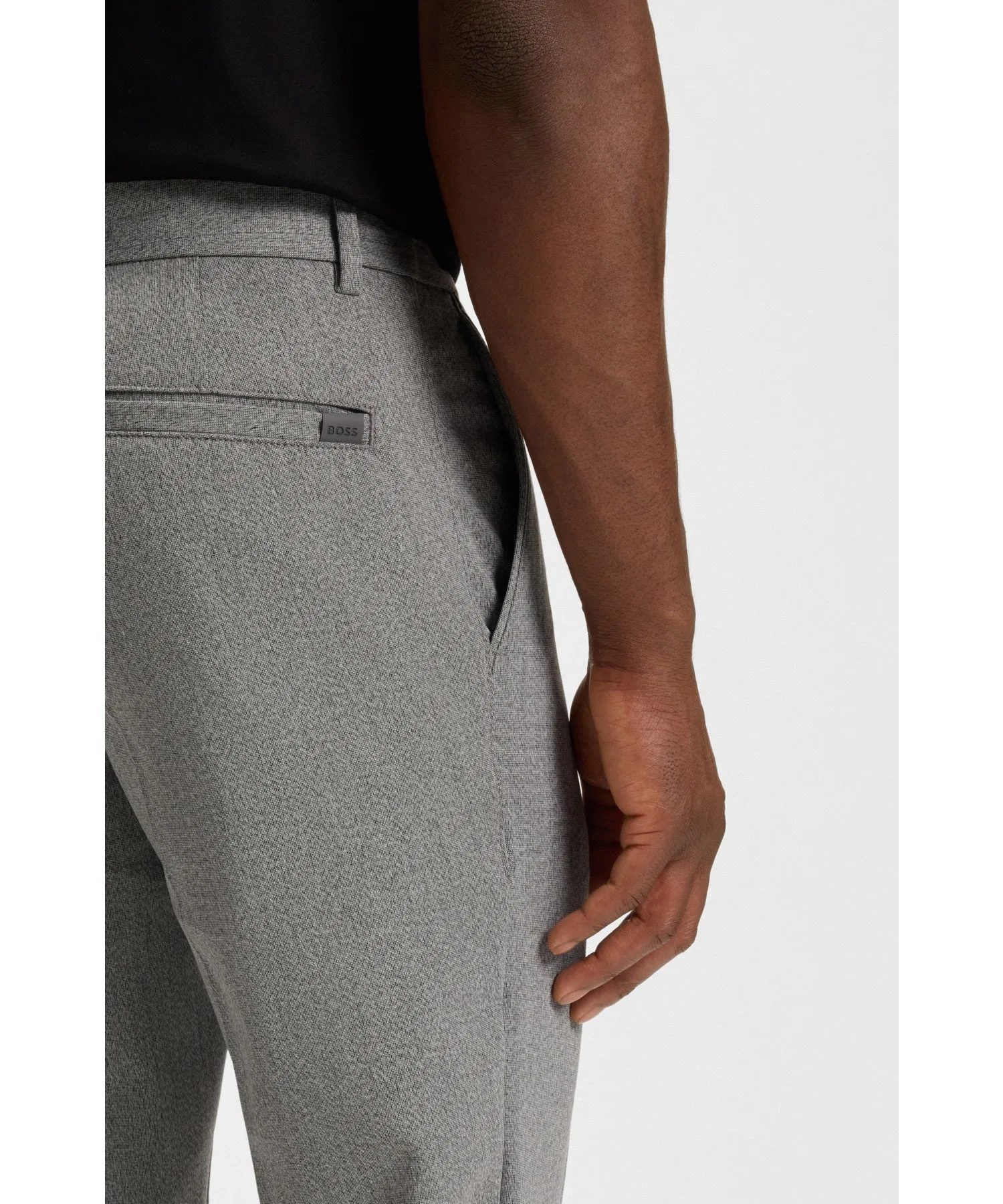 Мужские брюки BOSS Modern Fit, эластичные, чёрные — фото 2