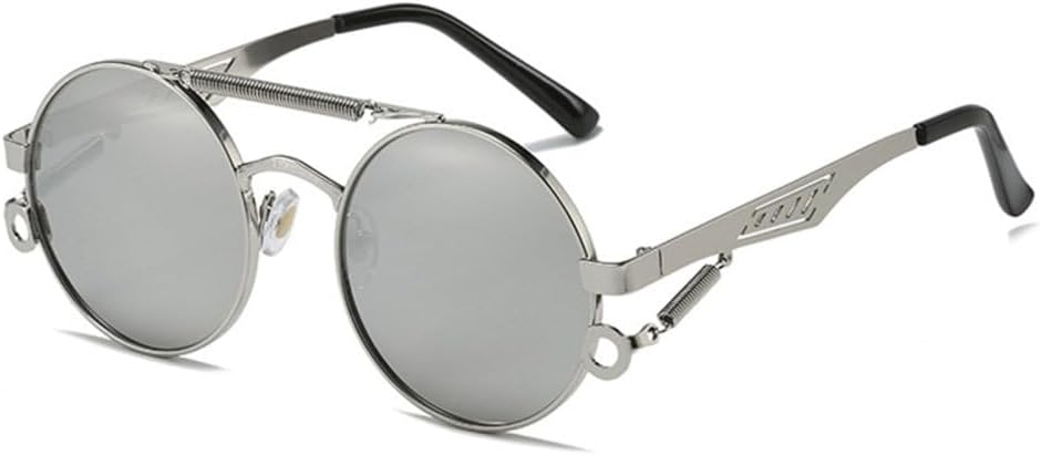 

Ретро металлические круглые солнцезащитные очки с двойной перемычкой, модные женские очки с зеркальными линзами, трендовые мужские солнцезащитные очки в стиле панк для весны TYUVIVO, Silver Silver Mirror