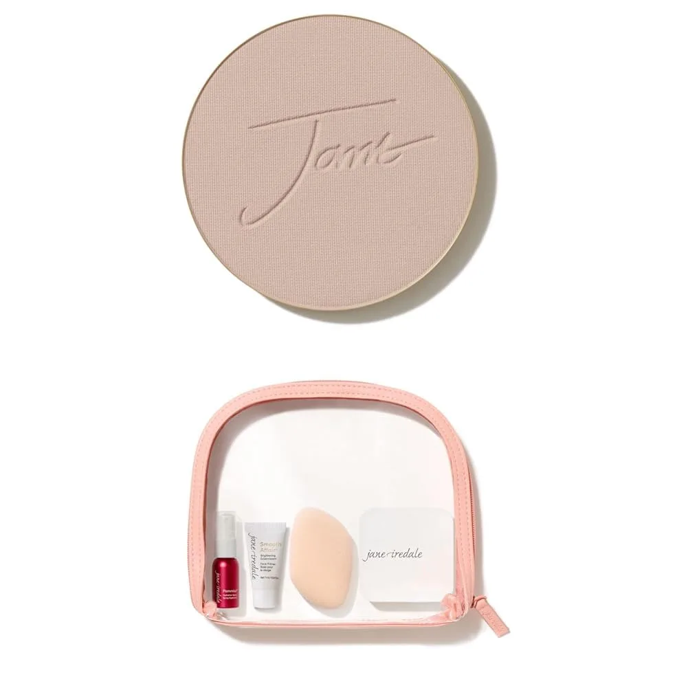 Набор многоразовых компактных пудр Jane Iredale PurePressed Base Mineral Foundation | Полуматовая прессованная пудра с SPF | Без талька, веганский продукт, не тестируется на животных, Suntan
