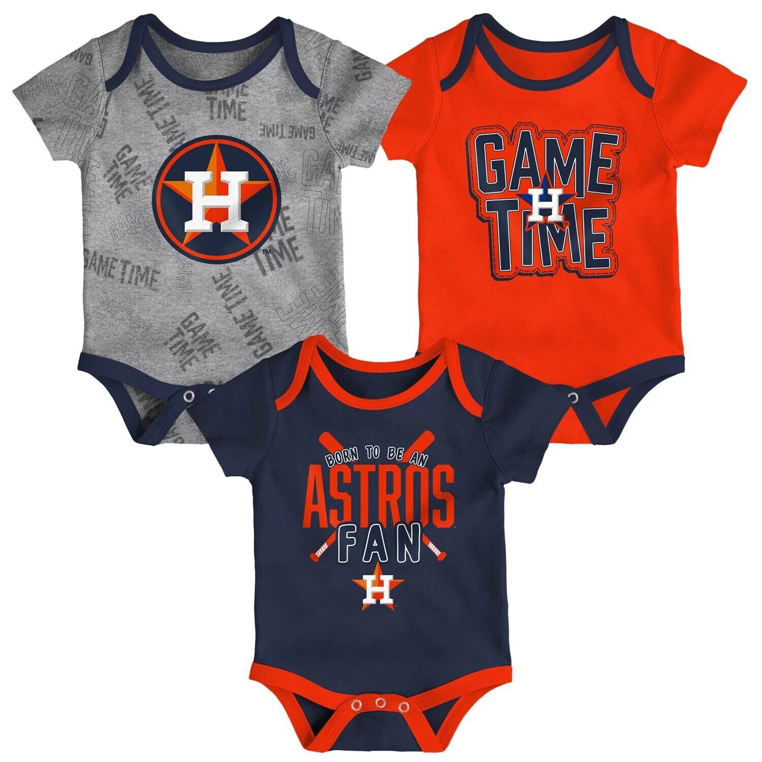 

Комплект боди из трех частей Houston Astros темно-синего/оранжевого/серого цвета для новорожденных и младенцев Game Time Outerstuff, Синий, Комплект боди из трех частей Houston Astros темно-синего/оранжевого/серого цвета для новорожденных и младенцев Game