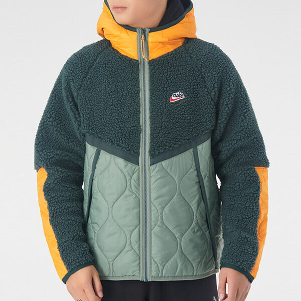 Куртка Nike Sportswear Heritage Patchwork Lamb Fleece Hooded Jacket For Men Green, зеленый — фото 2
