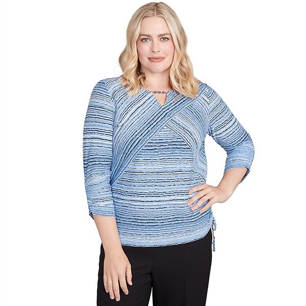 

Топ Petite spliced textured stripe knit Alfred Dunner
