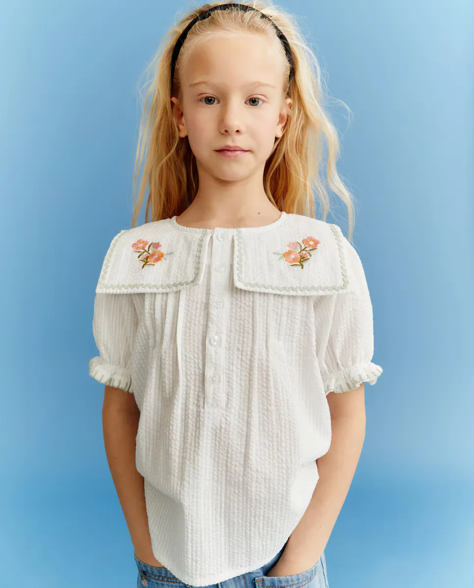 

Детская блузка с коротким рукавом Kids El Corte Inglés, белый