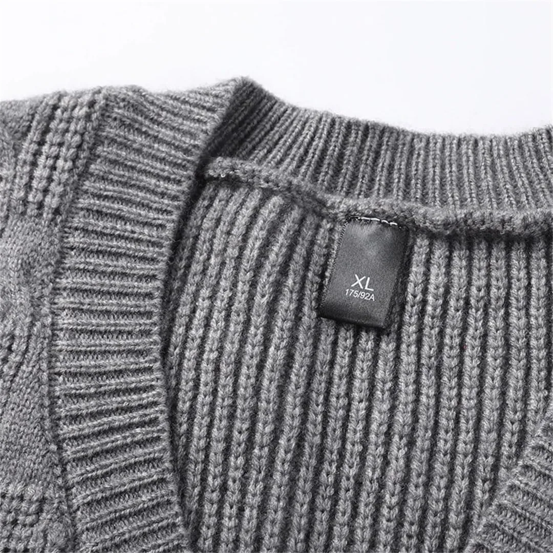 Мужской зимний вязаный пуловер с V-образным вырезом и узором аргайл без рукавов Generic, красный — фото 2