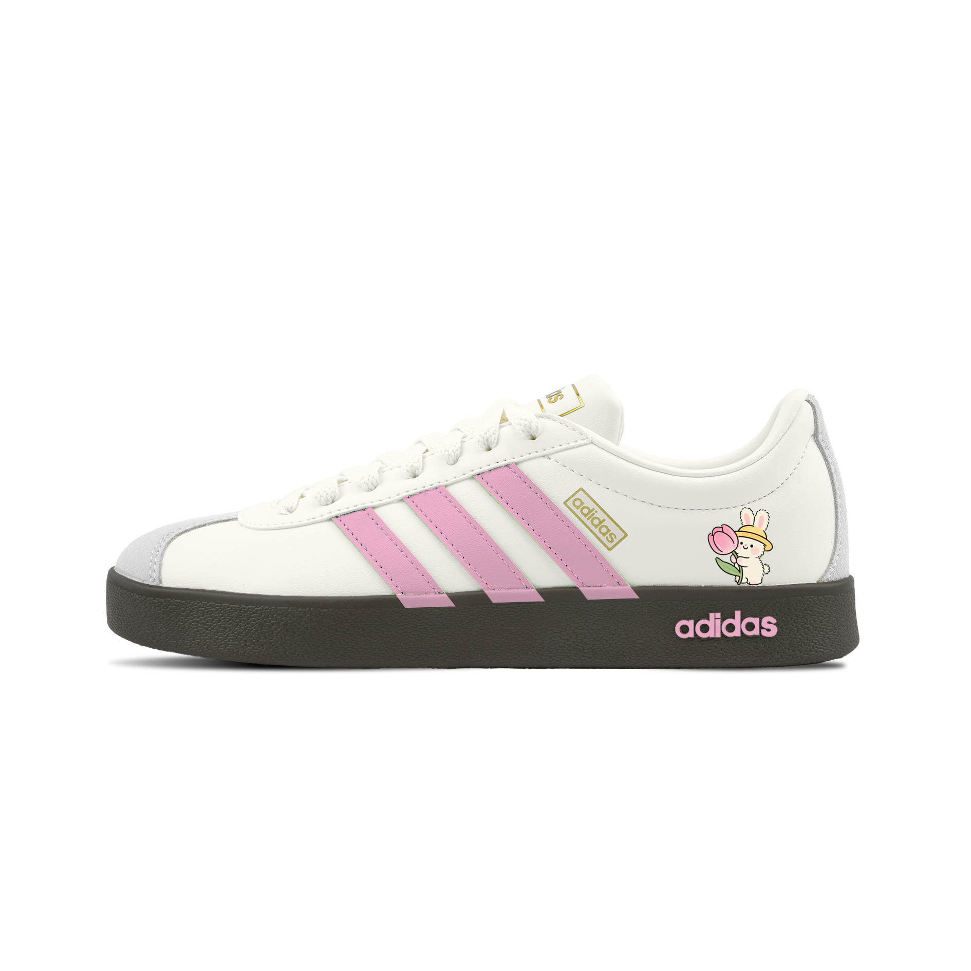 Adidas VL COURT 2.0 Pink Rabbit With Fragrance, специальная сумка для покупок, устойчивые к истиранию низкие кроссовки German Army Trainers — фото 3