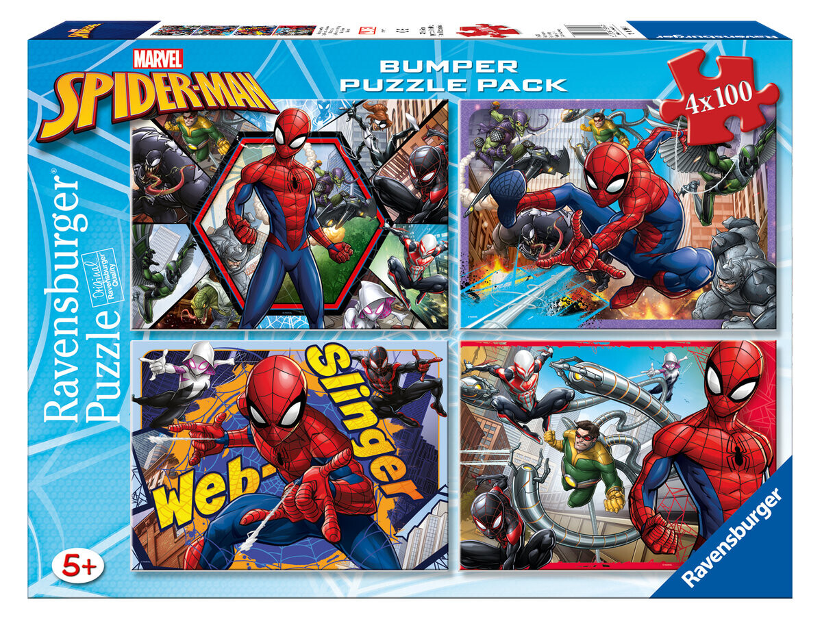 

Ravensburger, пазл, Marvel, Человек-Паук, 4х100 шт.