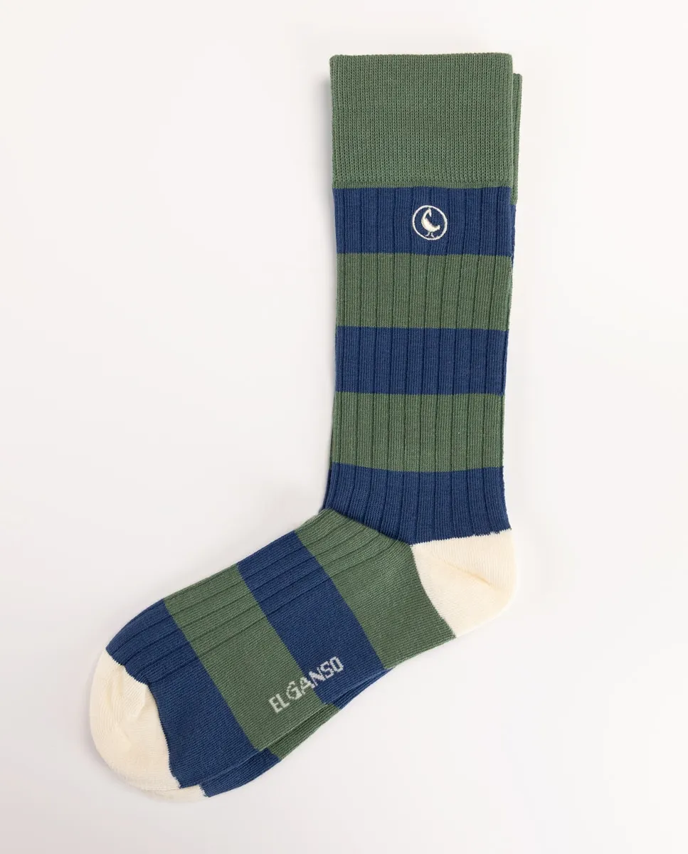 

Мужские полосатые ребристые хлопковые носки El Ganso, цвет Caqui