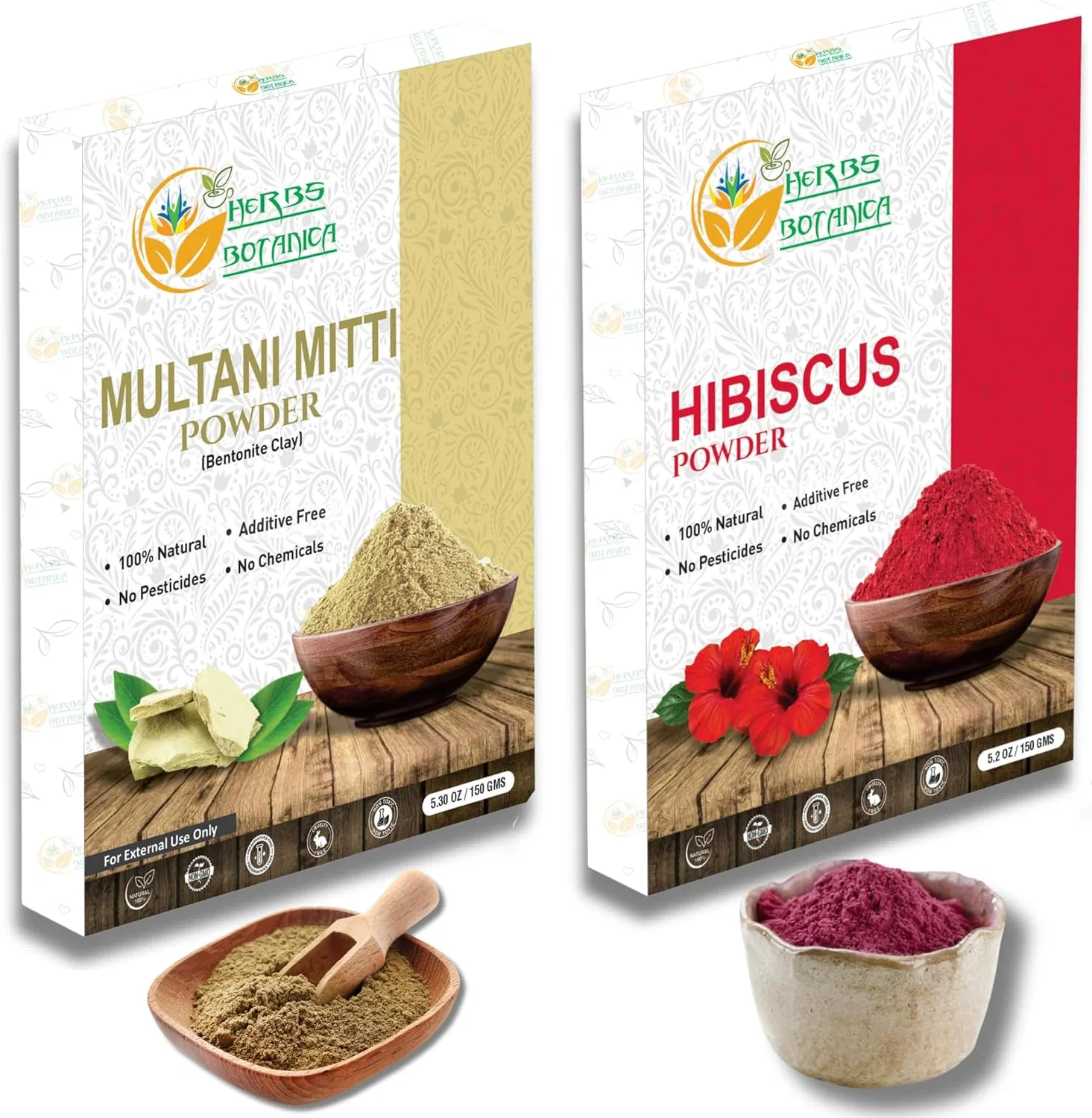 Набор для волос Мултани Митти и Гибискус Пудра Herbs Botanica 2x155.9 г