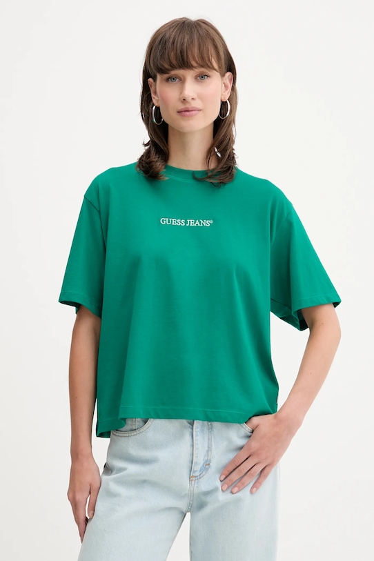 

Хлопковая футболка Guess Jeans, зеленый