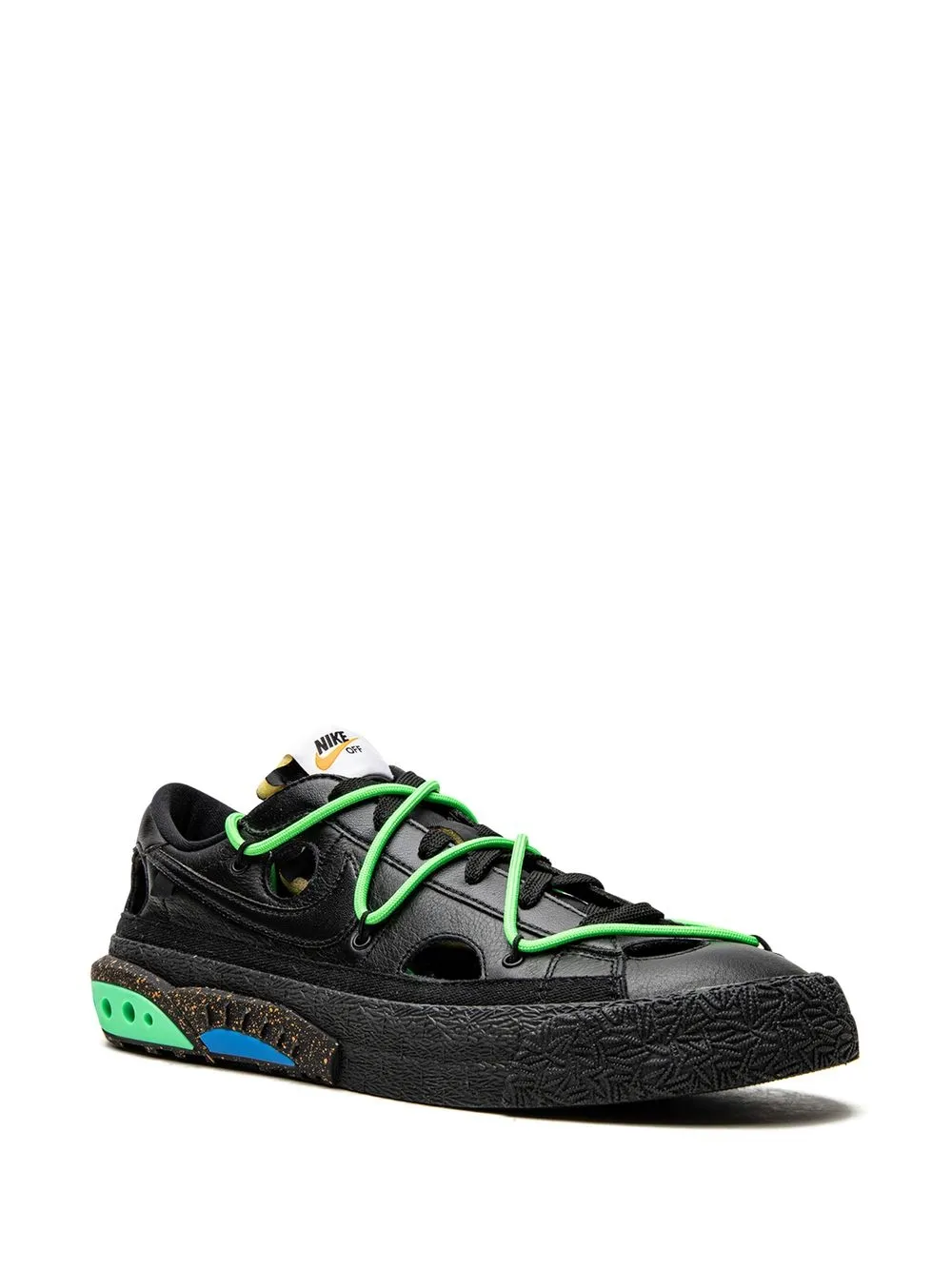 Кеды Blazer Low Black/Electro Green из коллаборации с Off-White Nike X Off-White, черный — фото 2