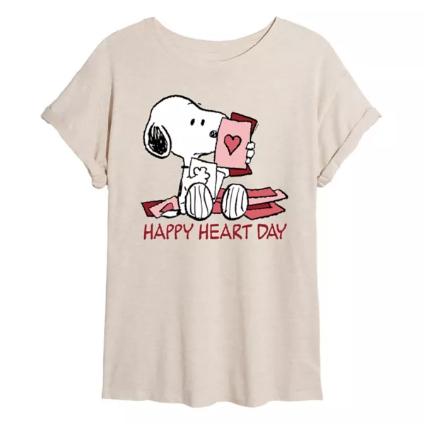 

Футболка Juniors Peanuts Snoopy Happy Heart Day большого размера Licensed Character, бежевый